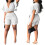Completo da donna composto da top con scollo a V e volant e pantaloncini. 4