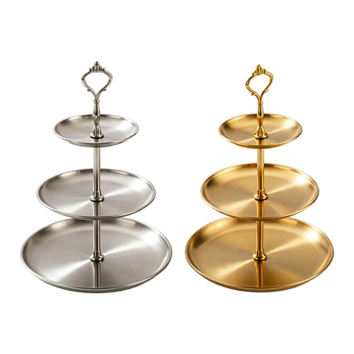 Support à gâteau multi-niveaux élégant en acier-Argent 1