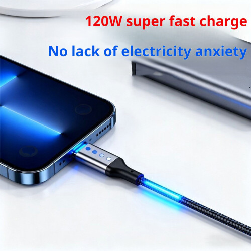 Câble de données tressé USB vers Type C, charge rapide avec-1m 1