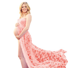 Maternity Gown For Pregnancy Formal Event Photography-Pink S
