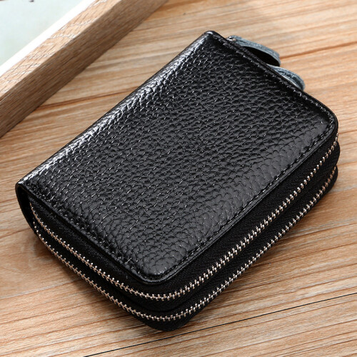 Black Cowhide Leather Wallet with RFID Protection 1
