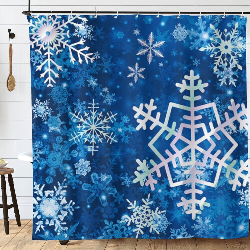 Julsnöflinge duschdraperi 72x72 tum polyester 1