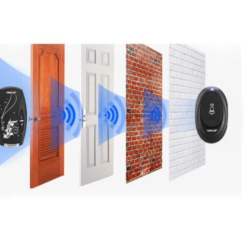 Waterproof wireless doorbell - 100m range - 36 melodies - Adjustable volume - White plastic 1