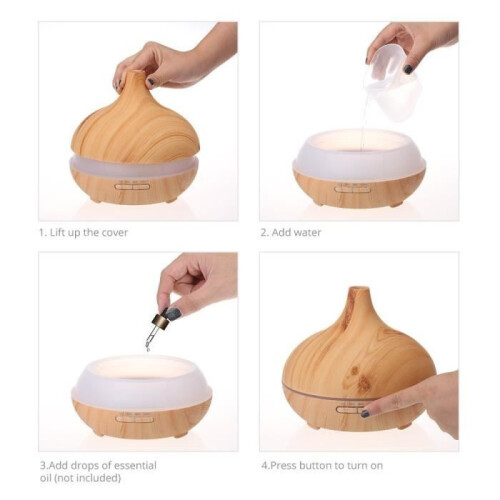 500ml Portable Ultrasonic Humidifier Cool Mist Aroma/Essential Oil Diffuser Aromatherapy 2
