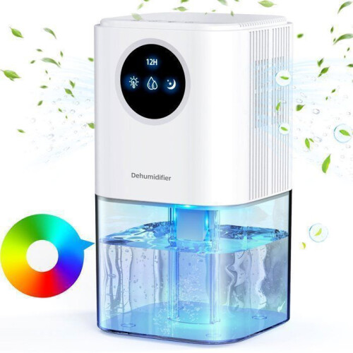 1700ml Air Dehumidifier, Portable Anti-Mold Dehumidifier, Silent, 350ml/day, Timer Function, White 1