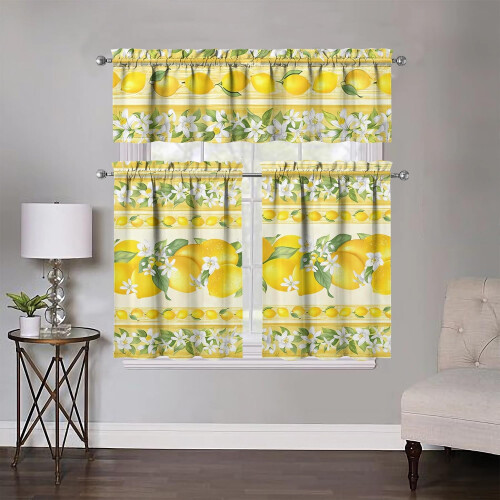 Lemon Kitchen Curtains Set 3-Piece 54x36 inch 2
