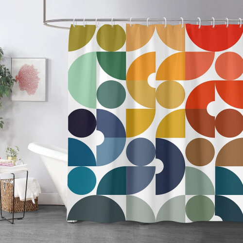 Duschvorhang für Kinder, Polyester, 152 x 183 cm, Regenbogen-Geometrie 1