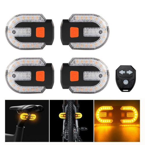 Bicycle turn signal with alarm, USB charging, remote control, 5 modes, waterproof, black 1