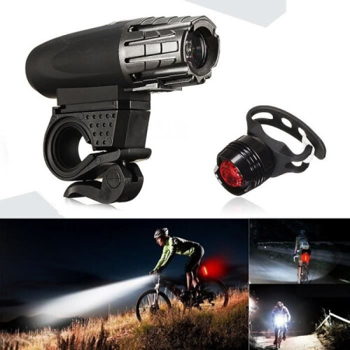 USB Rechargeable LED Bicycle Light, Bike Headlight + Rear Light Set 1