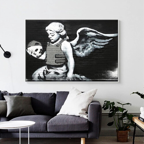 Arte de parede em tela Anjo Caído de Banksy 24x36 polegadas 1