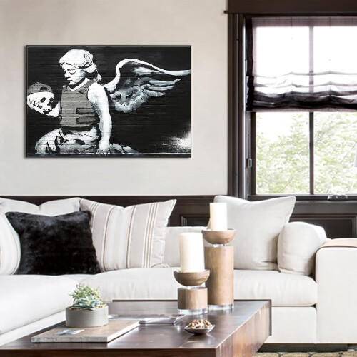 Arte de parede em tela Anjo Caído de Banksy 24x36 polegadas 2