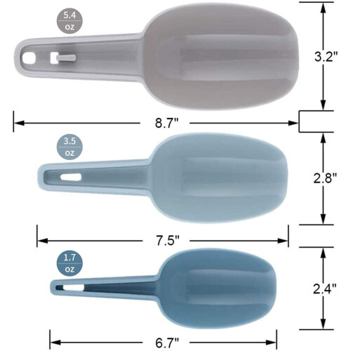 Conjunto de 3 colheres de cozinha de plástico para sorvete, farinha e doces. 2