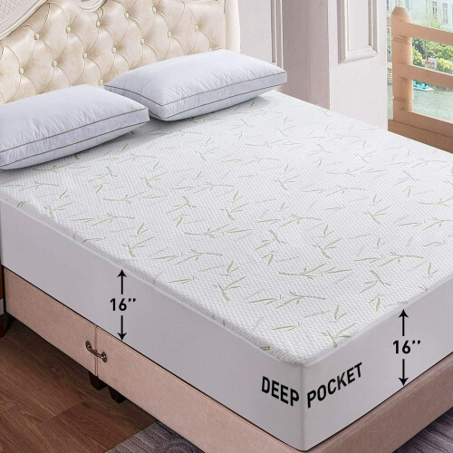 Bamboo Mattress Protector Waterproof Hypoallergenic Twin 2