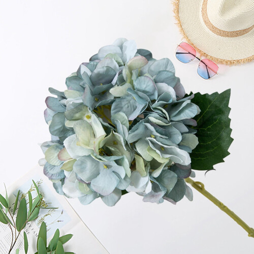 Haste de tecido com flor de hortênsia artificial de 37 cm 1