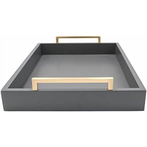 Bandeja de mesa de centro estilo rústico con asas doradas 1