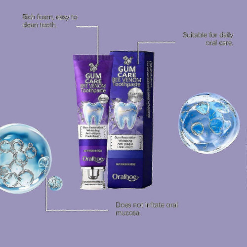 (5PCS) 2026*1-5x Bee Venom Toothpaste for Gum Restoration, Purple Teeth Whitening Toothpaste for Sensitive Teeth 2