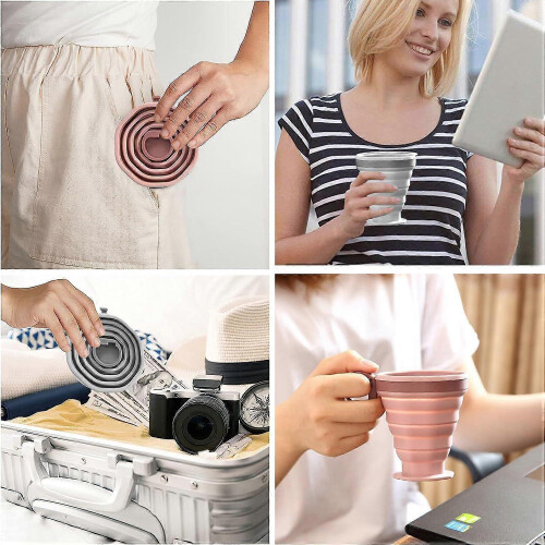 2025 Latest Model Pack of 2 foldable silicone cups, foldable travel cups with 2