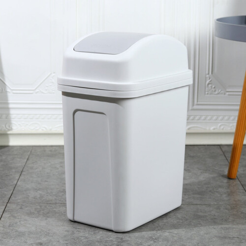 5.5-Gallon Swing-Lid Plastic Trash Can Black 1