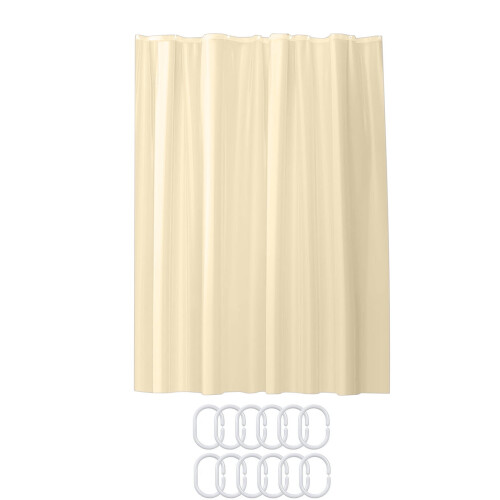 Shower Curtain Set Black White Fabric 12 Hooks 1