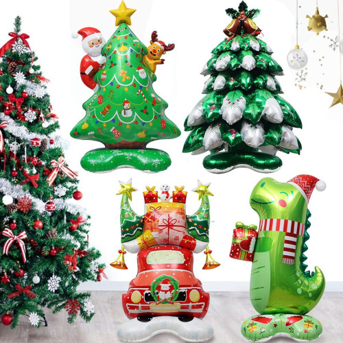 Christmas Mylar Balloon - Dinosaur Elk Tree Design 2