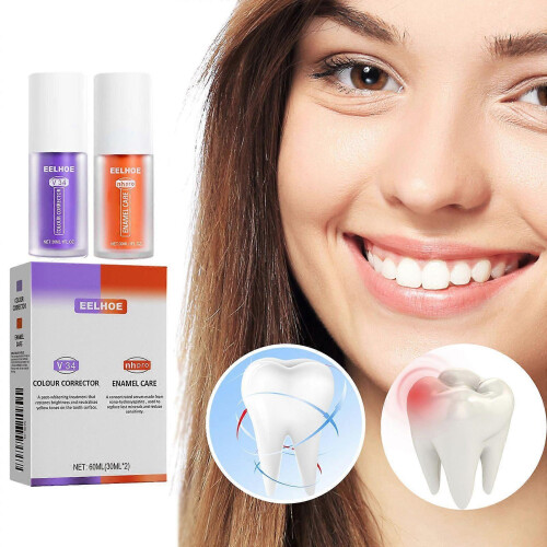 V34 toothpaste purple orange toothpaste clean teeth tooth stains dental care 1