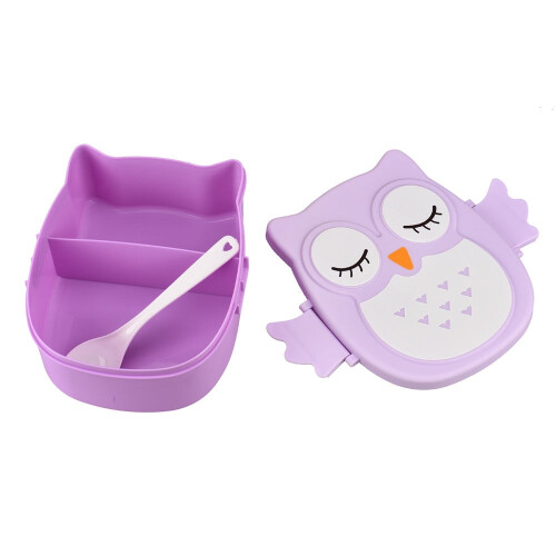 Flybaeast purple owl lunch box portable food container 2