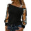 Elegant Off Shoulder Long Sleeve-Black light blue sle XXL 1