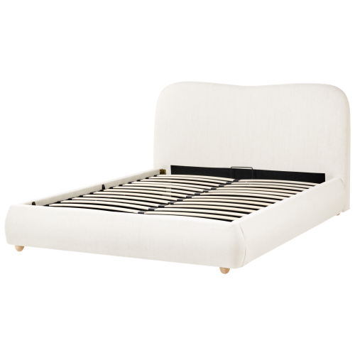 Beliani Ottoman Bed BLAGNAC Fabric Off-White 140 x 200 cm (EU Double) 1