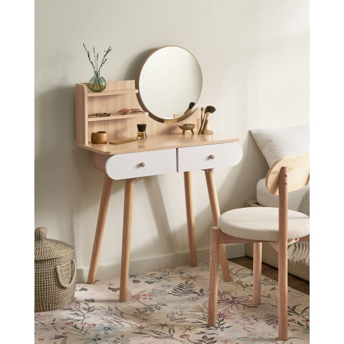 Beliani Dressing Table with Mirror CHAMBLY Light Brown 1