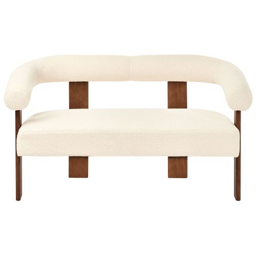 Beliani Sofa 2 Seater ILBRO Boucle Off-White/ Dark Brown 1