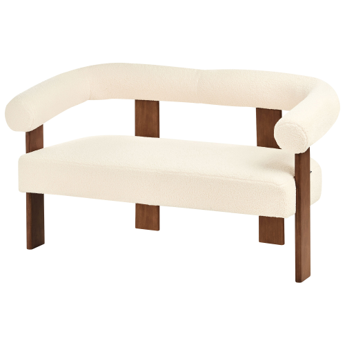 Beliani Sofa 2 Seater ILBRO Boucle Off-White/ Dark Brown 2