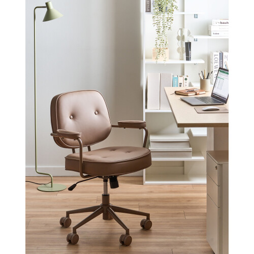 Beliani Desk Chair PARAMUS Faux Leather Light Brown 1
