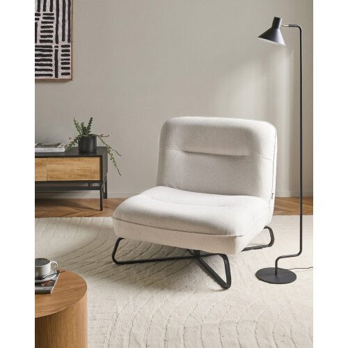 Beliani Armchair LINDAL Fabric Off-White 2