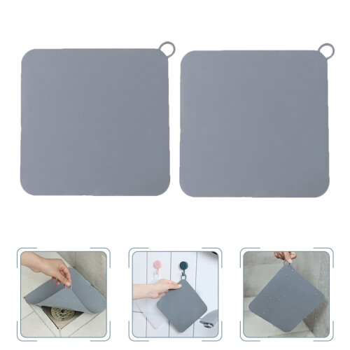 Silikon-Bodenablaufabdeckung Badezimmer Küche 20 cm Grau 2 Stück 2