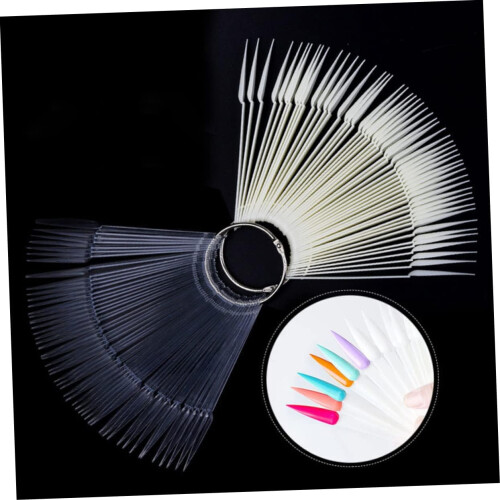 50pcs Fan Shaped Nail Palette False Nail Display Cards Practice Sticks 1