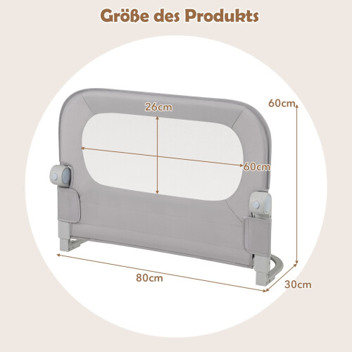 Foldable Toddler Bed Rail with Removable Cover, 80x60 cm 1