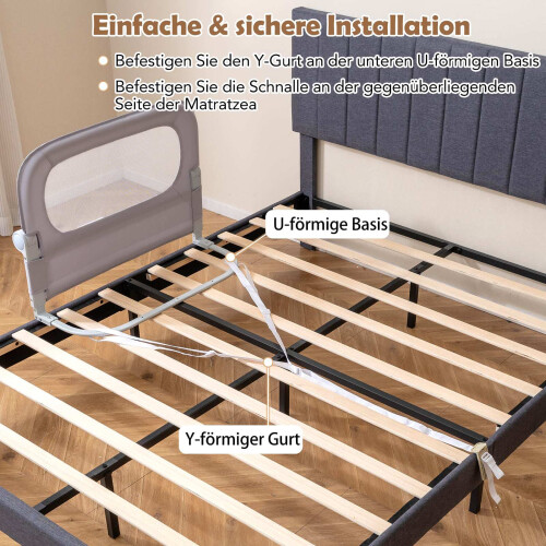 Foldable Toddler Bed Rail with Removable Cover, 80x60 cm 2