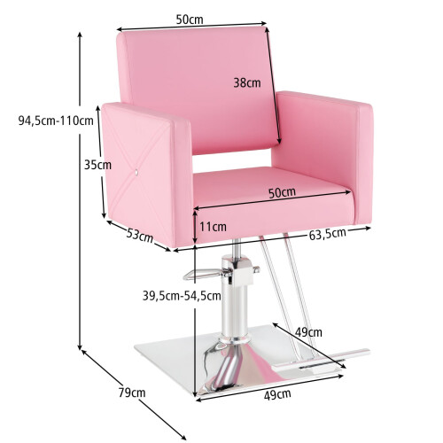 Hydraulic Salon Chair, Adjustable, Pink, 360 Swivel 1