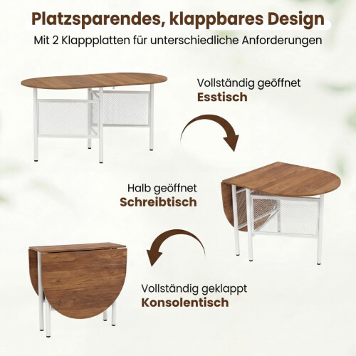Foldable Dining Table for 6-8, Space-Saving Oval Design 2
