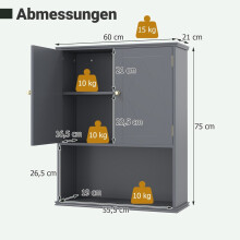 Badkamerwandkast met 2 deuren en verstelbare plank