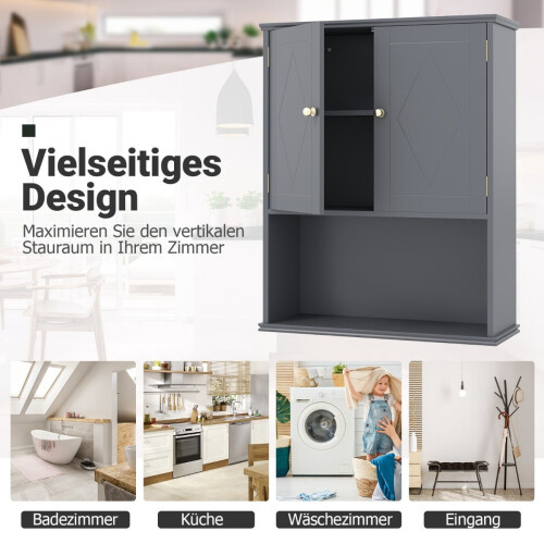 Bathroom Wall Cabinet with 2 Doors & Adjustable Shelf 2