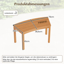 2-delige gebogen tuinbankset van acaciahout