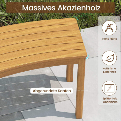 2-Piece Curved Acacia Wood Outdoor Bench Set 2