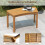 2-Piece Curved Acacia Wood Outdoor Bench Set 5
