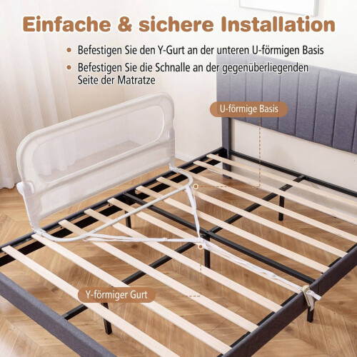 Folding Bed Rail with Removable Cover, 120x60 cm, White 2