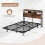 Floating Bed Frame with LED Lights, Storage Headboard, USB Ports 2