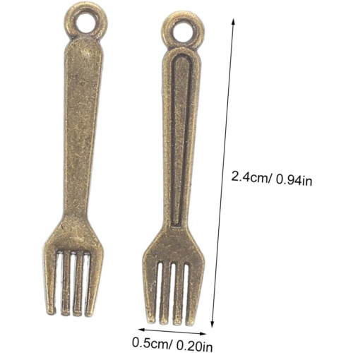 100pcs Retro Miniature Cutlery Charms Mini Spoon Fork Tableware Pendants for Diy 1