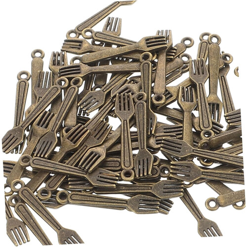 100pcs Retro Miniature Cutlery Charms Mini Spoon Fork Tableware Pendants for Diy 2
