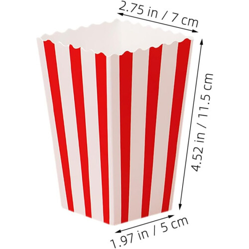Boîtes à popcorn petit format, rouges et blanches, 60 sachets en papier pour les collations 1