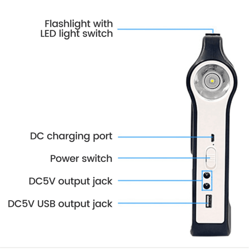Bærbar 6V solcellegenerator med USB og lampe 1